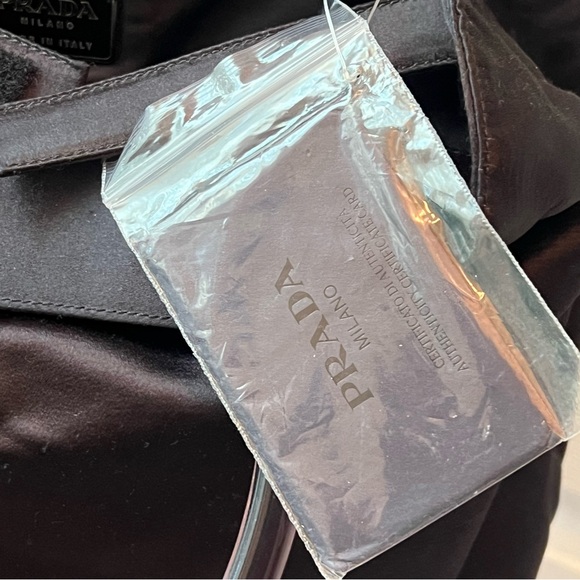 6. PRADA Milano Black Satin Top Lucite Double Handle Bag w Authentication Cards - Picture 10 of 16